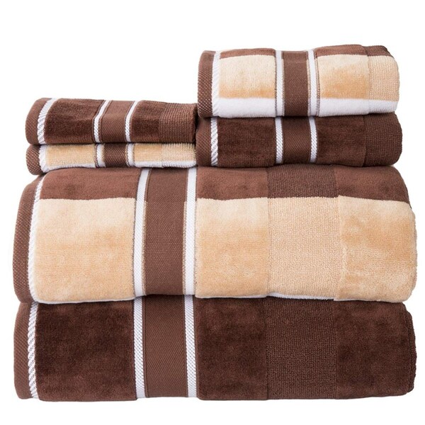 Bedford Home 100 Percent Cotton Oakville Velour 6 Piece Towel Set - Chocolate - 67A-76856