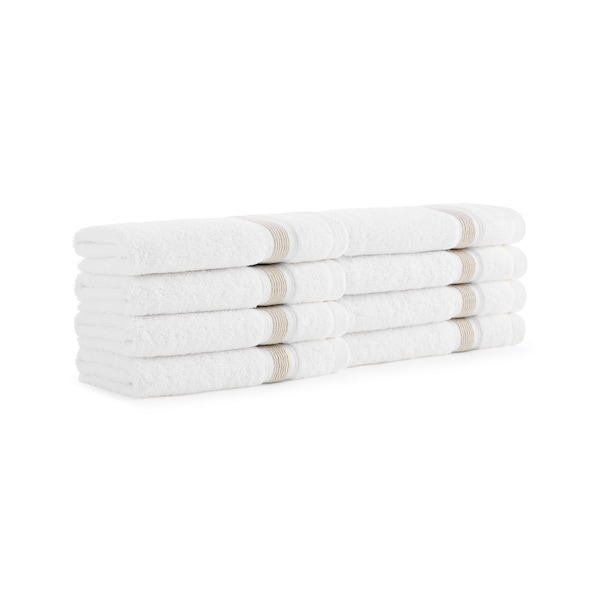 Monarch Brands Aegean Recycled Washcloths 13in x 13in - Stripe, Beige, 8PK - P-WC-RT-1313-BG