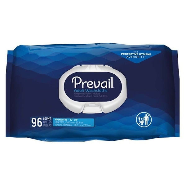 Prevail Adult Washcloths, Soft Pack, Aloe, Vitamin E, 8 in. x 12 in., 576PK - WW-720