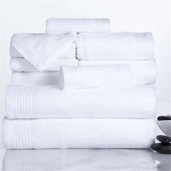 Daphnes Dinnette Ribbed 100 Percent Cotton Towel Set White - 10 Piece - DA3242761
