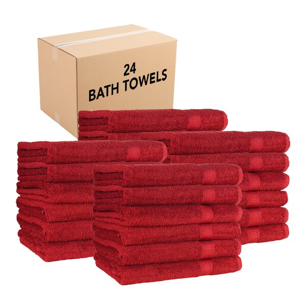Monarch Brands True Color Bath Towels, Burgundy, 24PK - BATH-BURGUNDY-CS