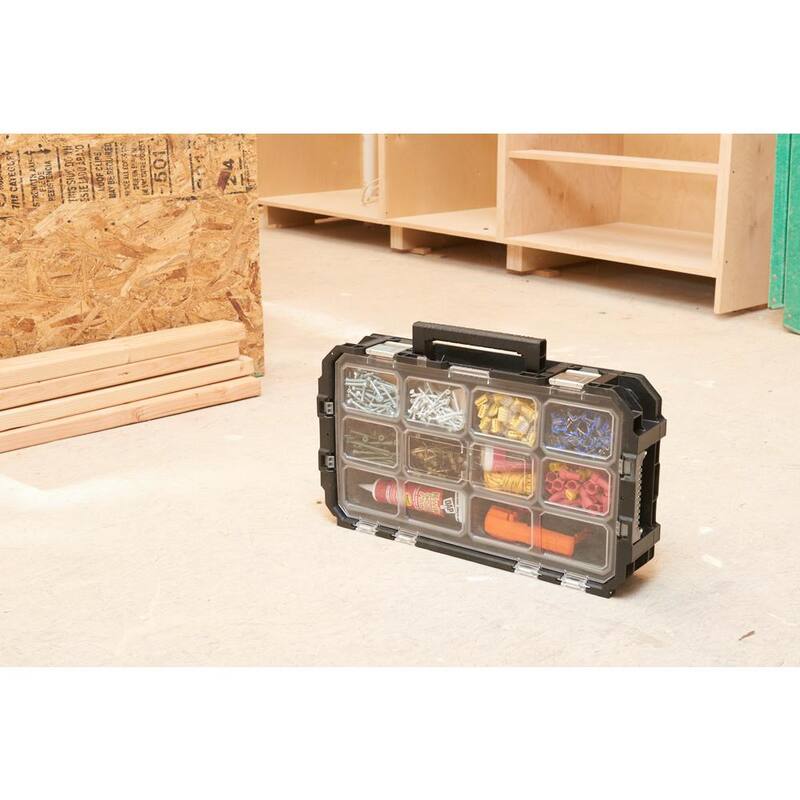 Husky Connect Stackable Portable Heavy Duty Lightweight 10-Compartment Small Tool and Parts Organizer (2-Pack) - 249110X2