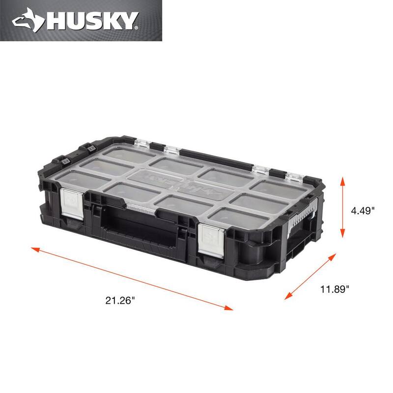 Husky Connect Stackable Portable Heavy Duty Lightweight 10-Compartment Small Tool and Parts Organizer (2-Pack) - 249110X2