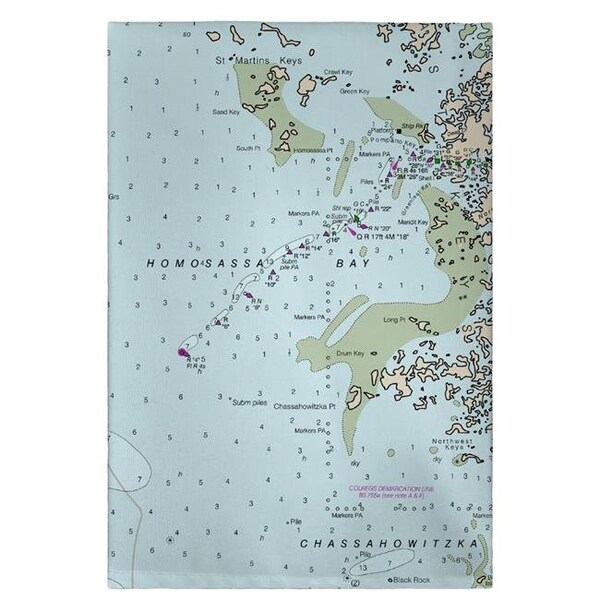 Betsy Drake Betsy Drake GT11409CR 20 x 20 in. Crystal Bay to Homosassa Bay; MD Nautical Map Guest Towel - GT11409CR