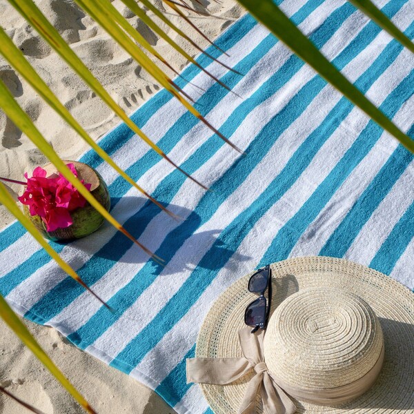 Cali Cabana Towels - Blue , 4PK - CALICABANA-BLU