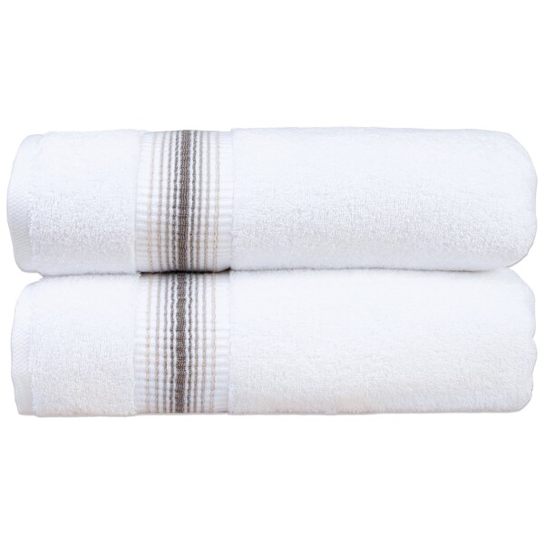 Aston & Arden Turkish STRIPED Brown Bath Towels, 2PK - BT-STT-3060-18-SND