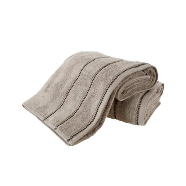 Hastings Home 2-piece Luxury Cotton Towel Set, Bath Sheet Made from 100% Zero Twist Cotton, (Taupe/Black) - 591017QII