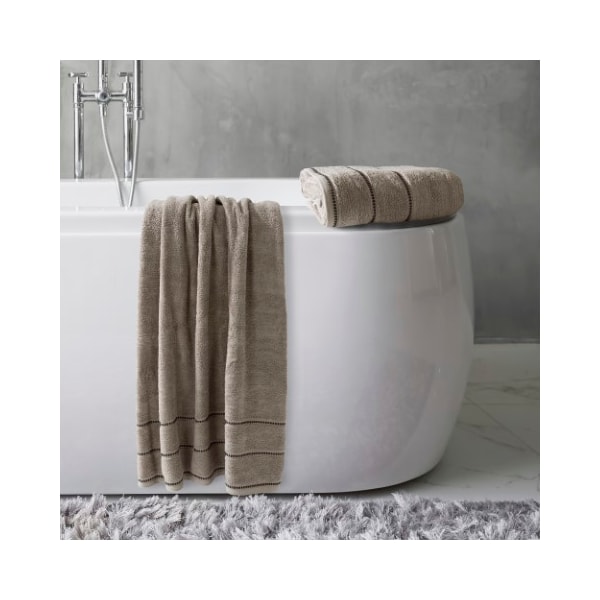 Hastings Home 2-piece Luxury Cotton Towel Set, Bath Sheet Made from 100% Zero Twist Cotton, (Taupe/Black) - 591017QII