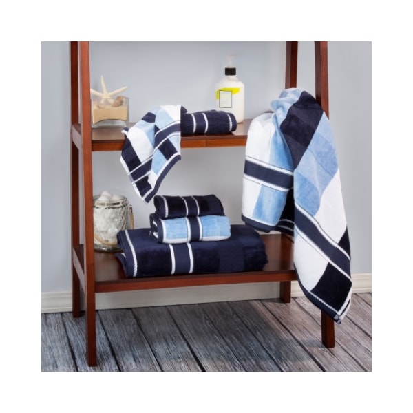 Hastings Home 6 Piece Bathroom Towel Set- Luxurious Spa Quality 100 Percent Cotton Machine Washable (Blue/Navy) - 544636OUP