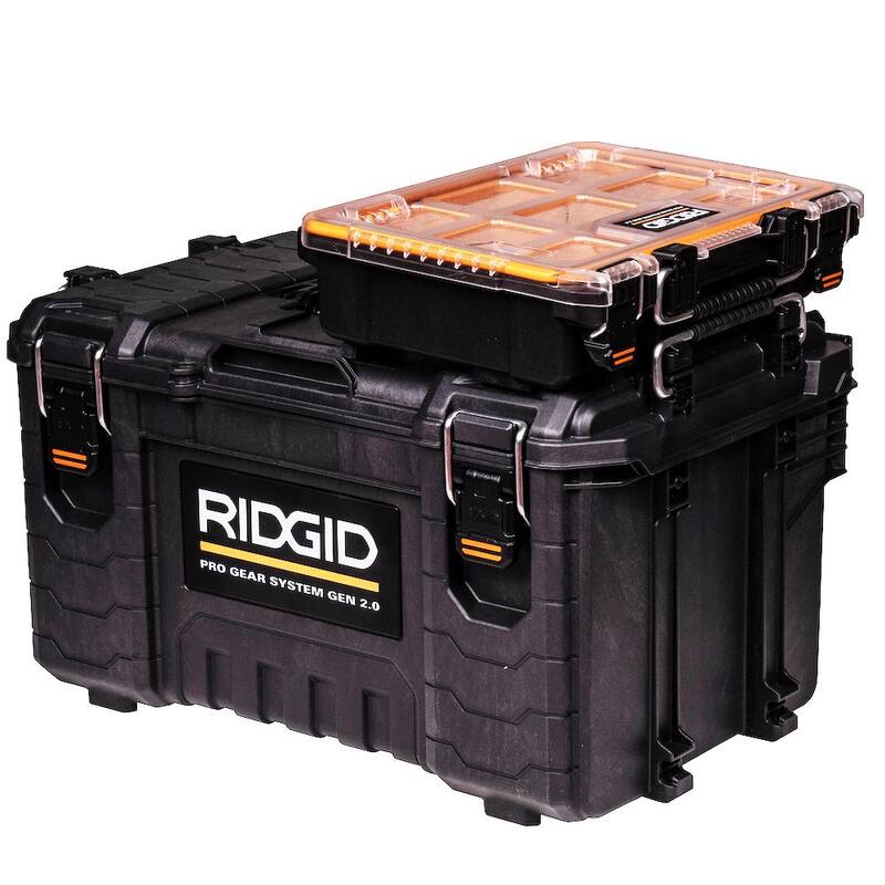 RIDGID Pro Gear System Gen 2.0 Stackable Tool box, Durable Power Tool Case, and Compact Organizer - 254067-254069-254071