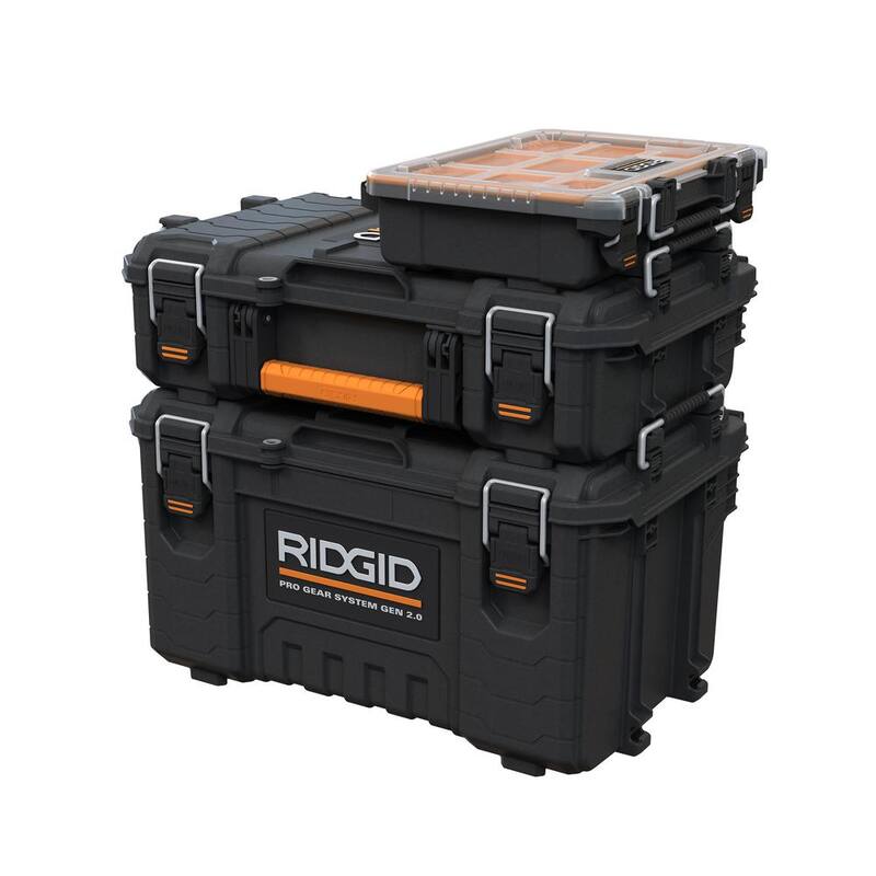 RIDGID Pro Gear System Gen 2.0 Stackable Tool box, Durable Power Tool Case, and Compact Organizer - 254067-254069-254071