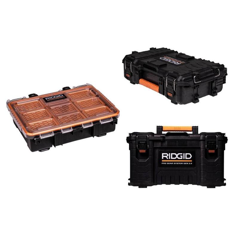 RIDGID Pro Gear System Gen 2.0 Stackable Tool box, Durable Power Tool Case, and Compact Organizer - 254067-254069-254071