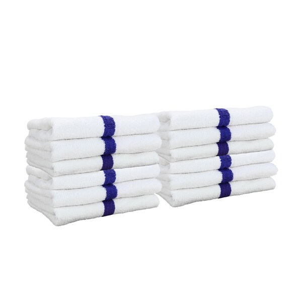Power Towels Gym Power Hand Towels - Blue Center stripe 16 x 27 , 12PK - PWR-1627-3BCS