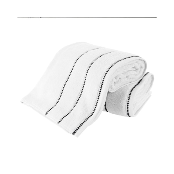 Hastings Home 2-piece Luxury Cotton Towel Set, Bath Sheet Made from 100% Zero Twist Cotton, (White/Black) - 862581VMR