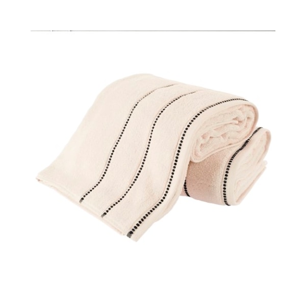 Hastings Home 2-piece Luxury Cotton Towel Set, Bath Sheet Made from 100% Zero Twist Cotton, (Bone/Black) - 201403JWB