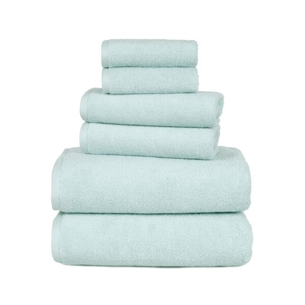 Hastings Home 6-piece 100 Percent Cotton Towel Set With 2 Bath Towels, 2 Hand Towels and 2 Washcloths (Seafoam) - 523773KRS