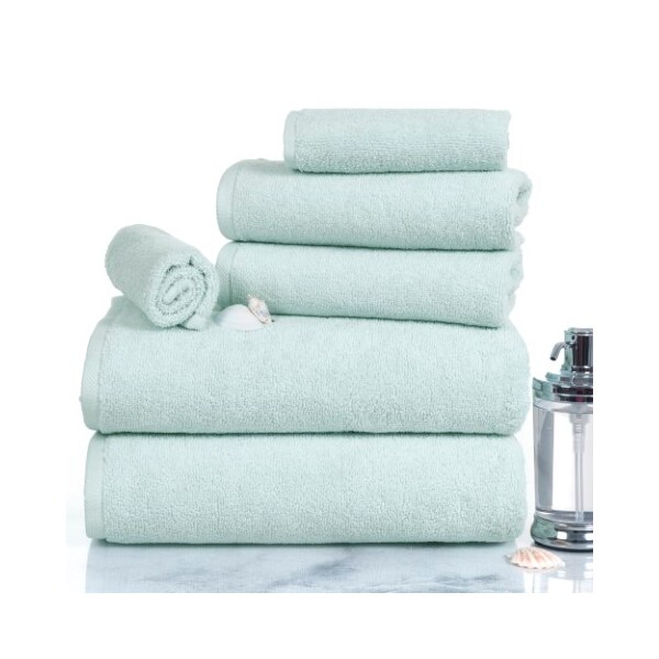 Hastings Home 6-piece 100 Percent Cotton Towel Set With 2 Bath Towels, 2 Hand Towels and 2 Washcloths (Seafoam) - 523773KRS