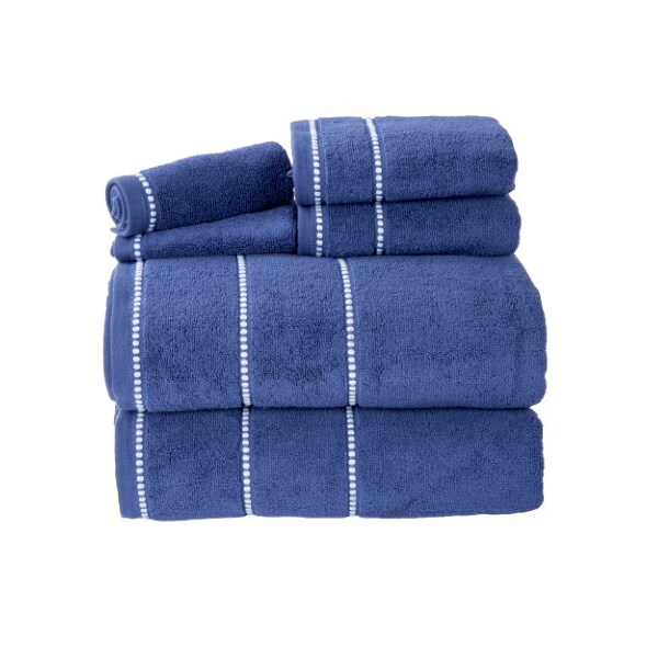 Hastings Home 6-piece 100-percent Cotton Towel Set with 2 Bath Towels, 2 Hand Towels and 2 Washcloths (Navy/White) - 725176RZV