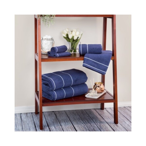 Hastings Home 6-piece 100-percent Cotton Towel Set with 2 Bath Towels, 2 Hand Towels and 2 Washcloths (Navy/White) - 725176RZV