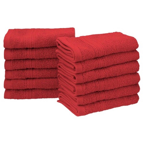 Superior Eco-Friendly 100 Percent Ringspun Cotton Face Towel Set - Cranberry, 12-Piece Set - EF-FACE CB