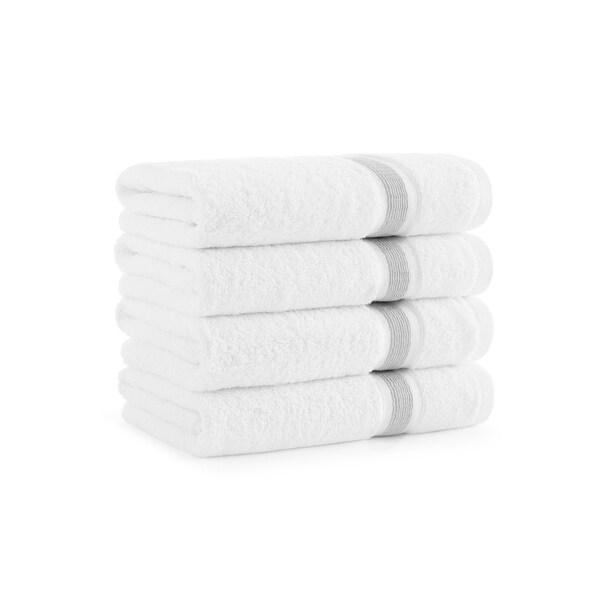 Monarch Brands Aegean Recycled Hand Towels 18in x 30in - Stripe, Light Gray, 4PK - P-HT-RT-1830-LG