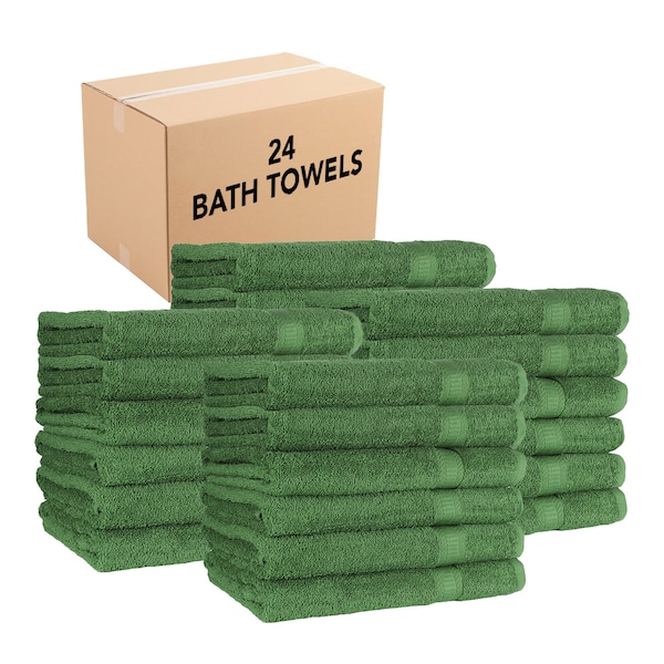 Monarch Brands True Color Bath Towels, Green, 24PK - BATH-HGREEN-CS
