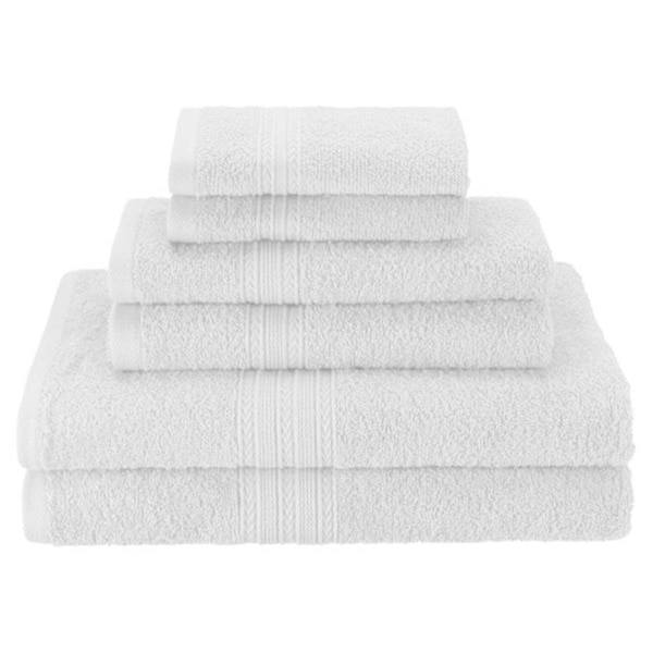 Superior Superior EF-6 PC SET WH Eco-Friendly 100 Percent Ringspun Cotton Towel Set - White; 6 Pieces - EF-6 PC SET WH