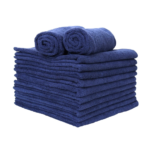 Monarch Brands Microfiber Hand Towels, 15in x 24in - Navy, 12PK - PNP915210N