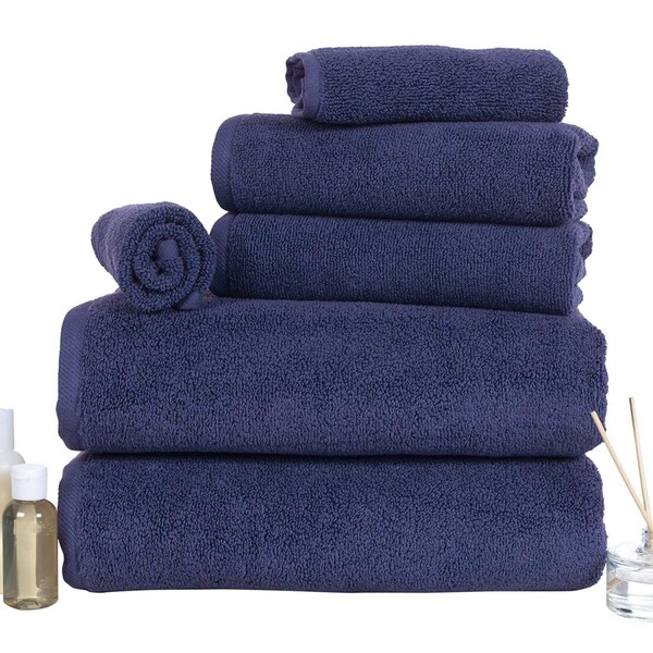 Bedford Home 100 Percent Cotton Zero Twist 6 Piece Set - Navy - 67A-77279