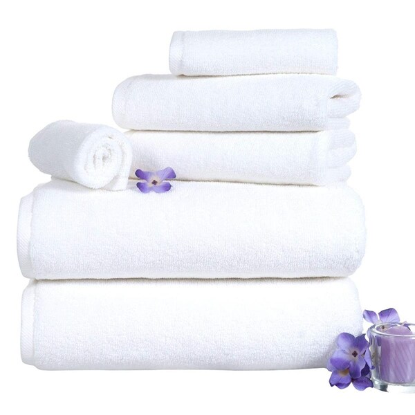 Bedford Home 100 Percent Cotton Zero Twist 6 Piece Towel Set - White - 67A-77200
