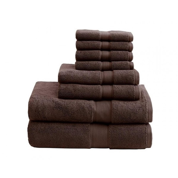 Madison Park Signature Madison Park 800Gsm 100 Percent Cotton Towel, Brown, 8-Piece Set - MPS73-196
