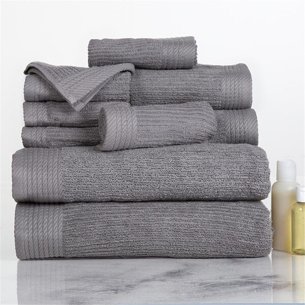 Daphnes Dinnette Ribbed 100 Percent Cotton Towel Set Silver - 10 Piece - DA3251447
