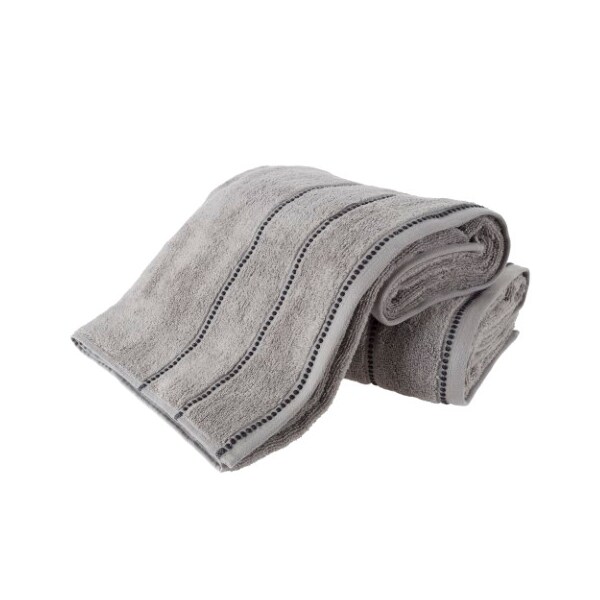 Hastings Home 2-piece Luxury Cotton Towel Set, Bath Sheet Made from 100% Zero Twist Cotton, (Silver/Black) - 398212HUV