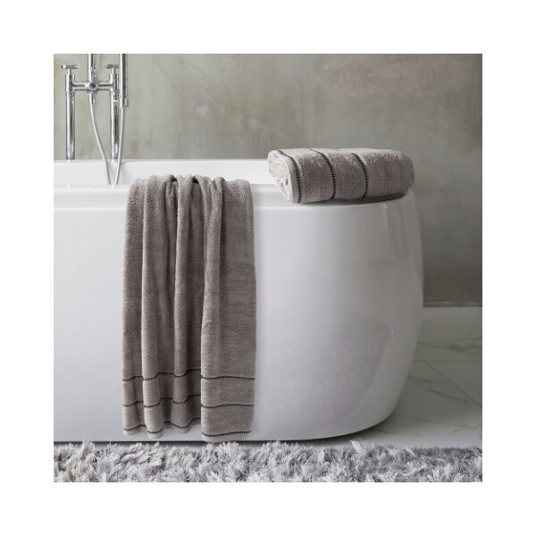 Hastings Home 2-piece Luxury Cotton Towel Set, Bath Sheet Made from 100% Zero Twist Cotton, (Silver/Black) - 398212HUV