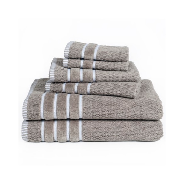 Hastings Home 6-piece 100-percent Cotton Towel Set with 2 Bath Towels, 2 Hand Towels and 2 Washcloths (Taupe) - 197164VYZ