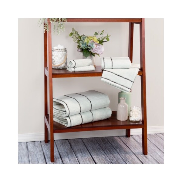 Hastings Home 2-piece Luxury Cotton Towel Set, Bath Sheet Made from 100% Zero Twist Cotton, (Seafoam/Black) - 669428MEB