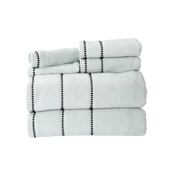 Hastings Home 2-piece Luxury Cotton Towel Set, Bath Sheet Made from 100% Zero Twist Cotton, (Seafoam/Black) - 669428MEB