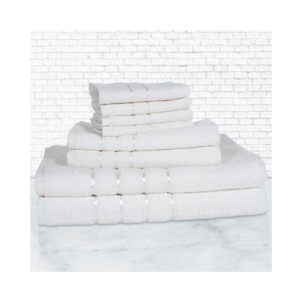 Hastings Home Hastings Home 8 Piece 100 Percent Cotton Plush Bath Towel Set - White - 678455NZE