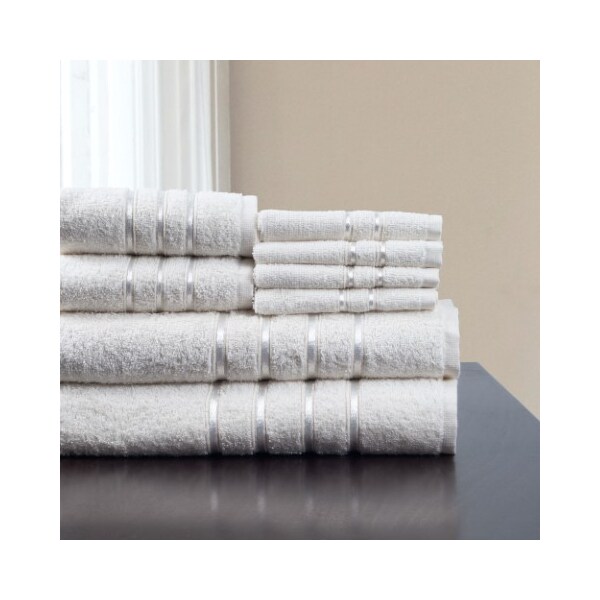 Hastings Home Hastings Home 8 Piece 100 Percent Cotton Plush Bath Towel Set - White - 678455NZE