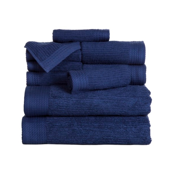 Hastings Home Hastings Home Ribbed 100 Percent Cotton 10 Piece Towel Set - Navy - 517996WKQ