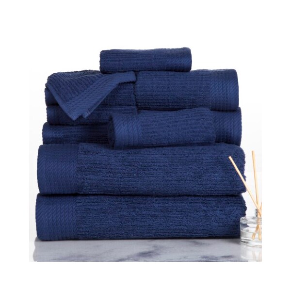 Hastings Home Hastings Home Ribbed 100 Percent Cotton 10 Piece Towel Set - Navy - 517996WKQ