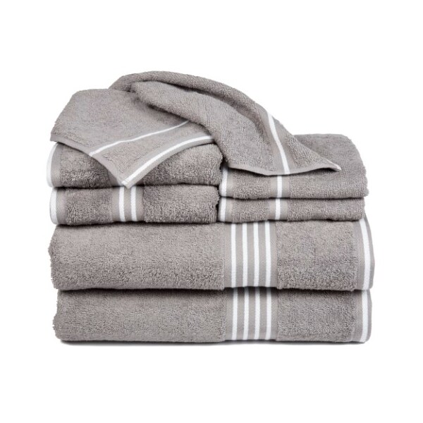 Hastings Home Hastings Home Rio 8 Piece 100 Percent Cotton Towel Set - Silver - 337787AEV