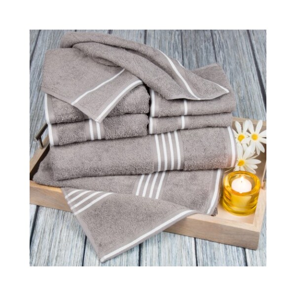 Hastings Home Hastings Home Rio 8 Piece 100 Percent Cotton Towel Set - Silver - 337787AEV