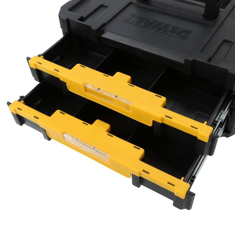 DEWALT TSTAK IV 7 in. Stackable 18-Compartment Double Shallow Drawer Small Parts & Tool Storage Organizer - DWST17804