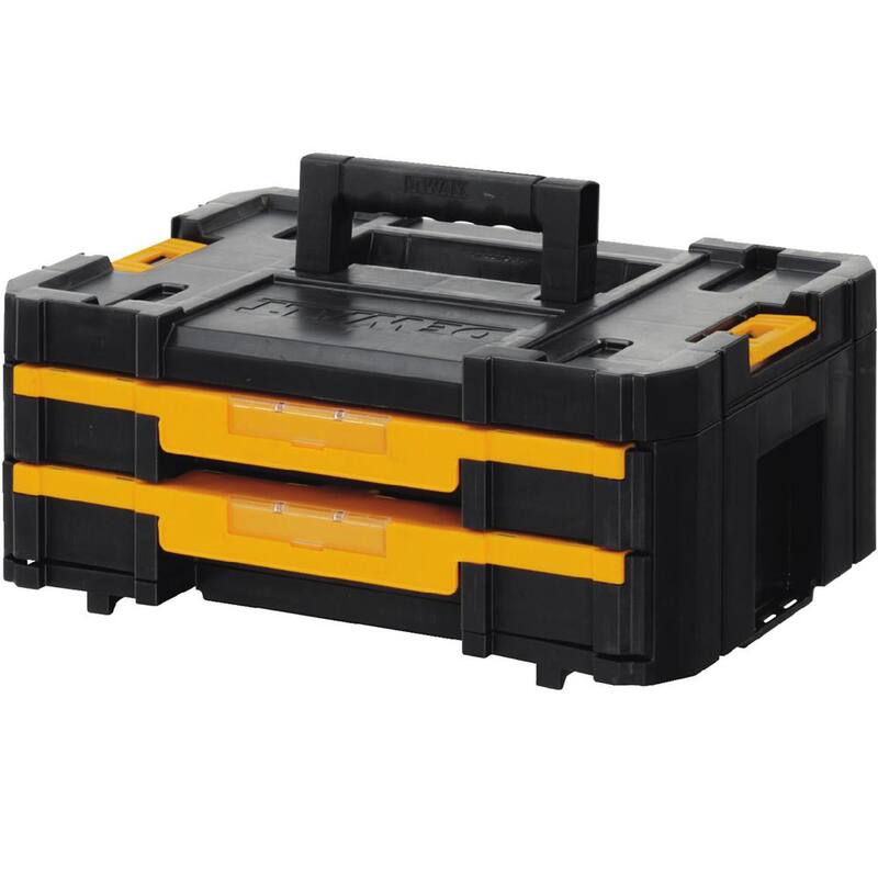 DEWALT TSTAK IV 7 in. Stackable 18-Compartment Double Shallow Drawer Small Parts & Tool Storage Organizer - DWST17804