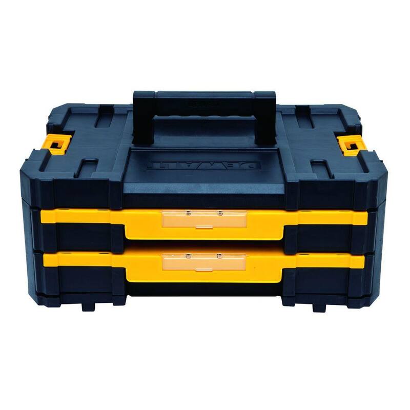 DEWALT TSTAK IV 7 in. Stackable 18-Compartment Double Shallow Drawer Small Parts & Tool Storage Organizer - DWST17804