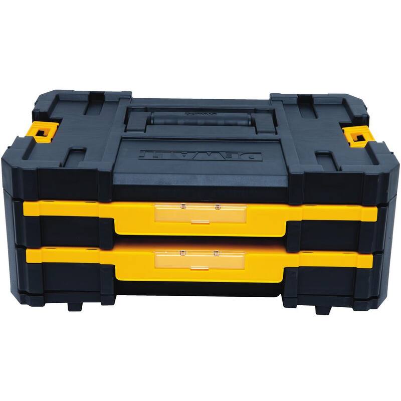 DEWALT TSTAK IV 7 in. Stackable 18-Compartment Double Shallow Drawer Small Parts & Tool Storage Organizer - DWST17804