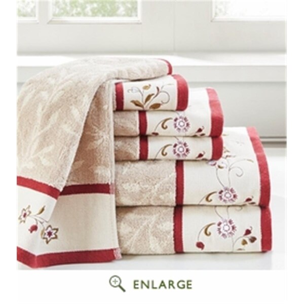 Madison Park Serene Embroidered Cotton Jacquard Towel Set, Red - 6 Piece - MP73-4968