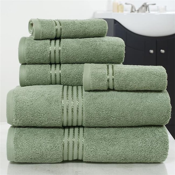 Lavish Home Lavish Home 67-0016-G Cotton 100 Percent Hotel Towel Set; Green - 6 Piece - 67-0016-G