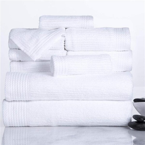 Bedford Home Bedford Home 67A-31084 Ribbed Cotton 10 Piece Towel Set - White - 67A-31084